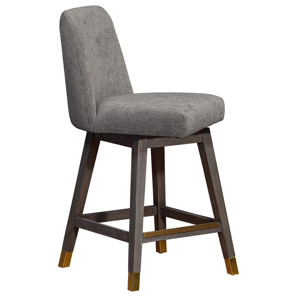 Blue River Amalie Swivel Counter Stool with Mocha Cushion in Grey Oak, , large