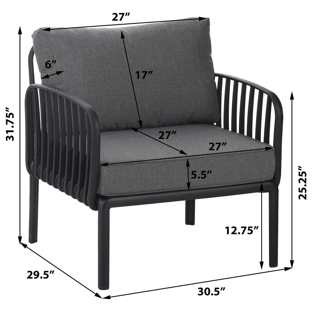 Hearth and Haven Patio Club Chair with Dark Gray Cushion in Black, , large