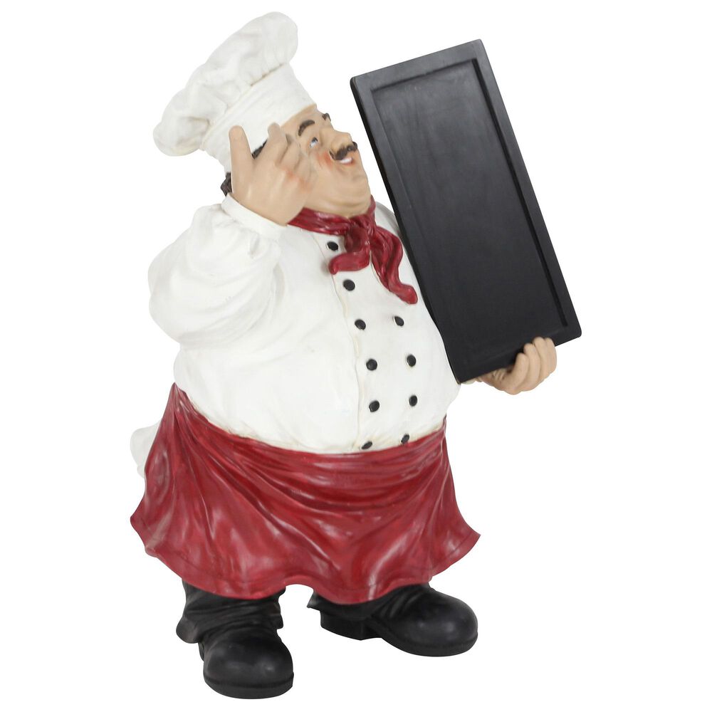 Maple and Jade Polystone Chef Decorative Sign in Black, Red and White, , large