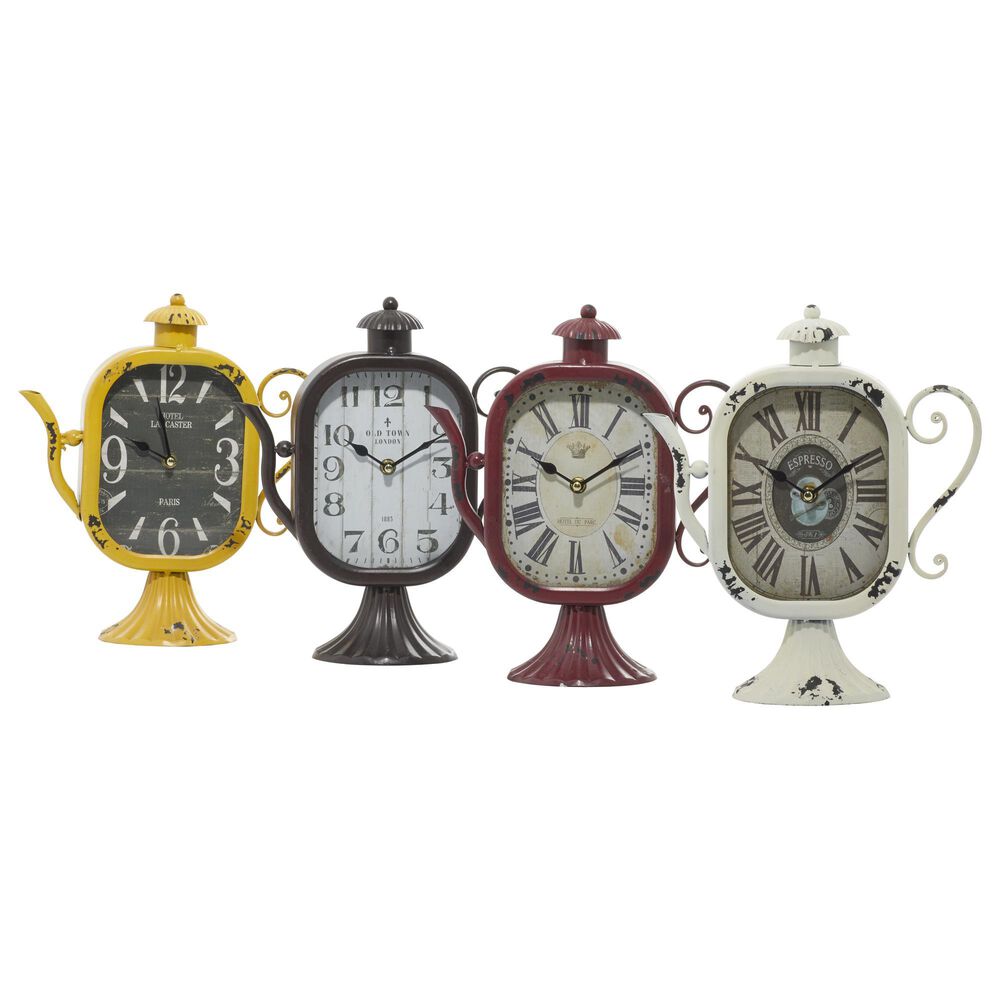 Maple and Jade Tea Kettle Table Clock in Multicolor (Set of 4), , large