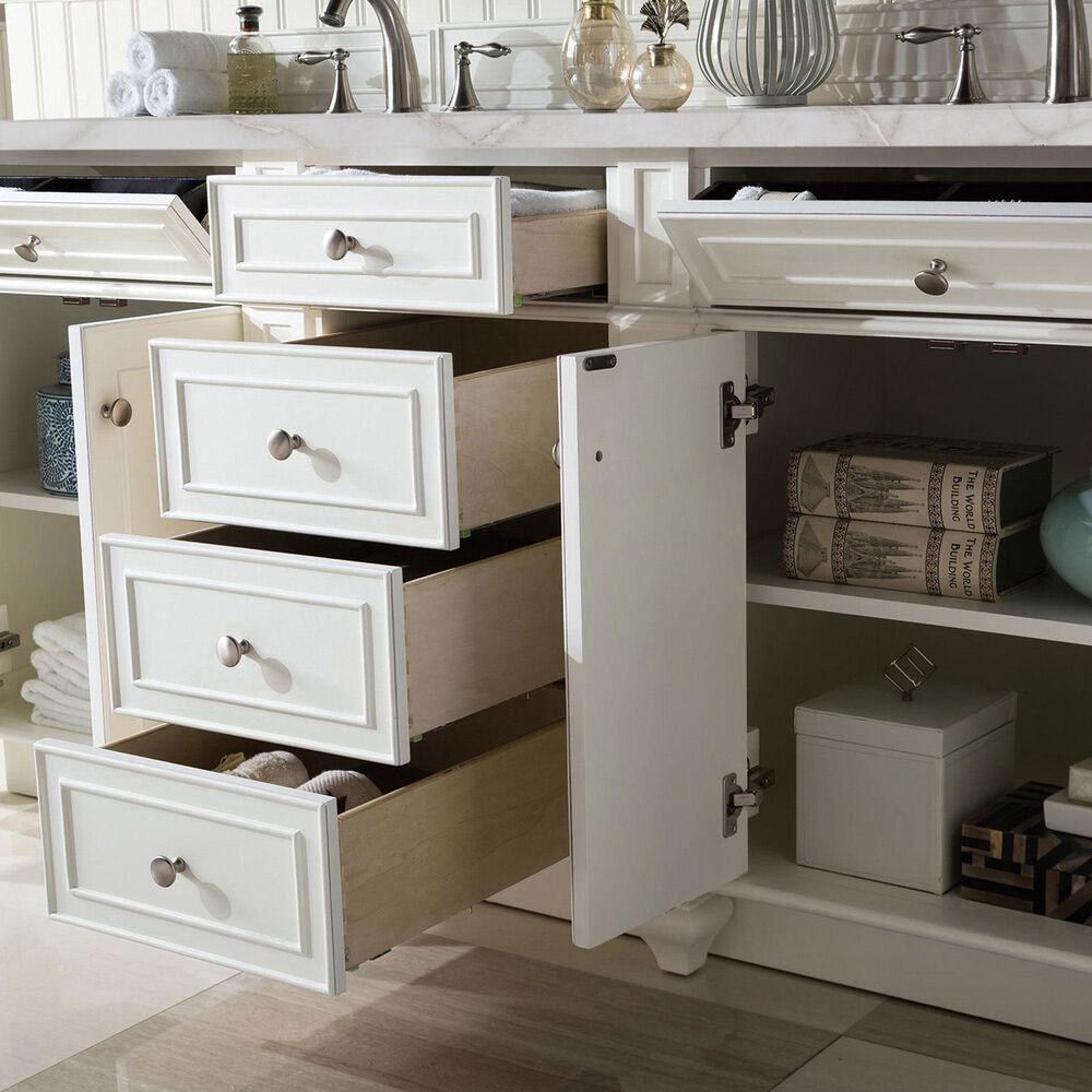James Martin Vanities Bristol 72" Double Bathroom Vanity in Bright White with 3 cm Eternal Jasmine Pearl Silestone Top, Rectangular Sinks and FreePower Wireless Charger, , large