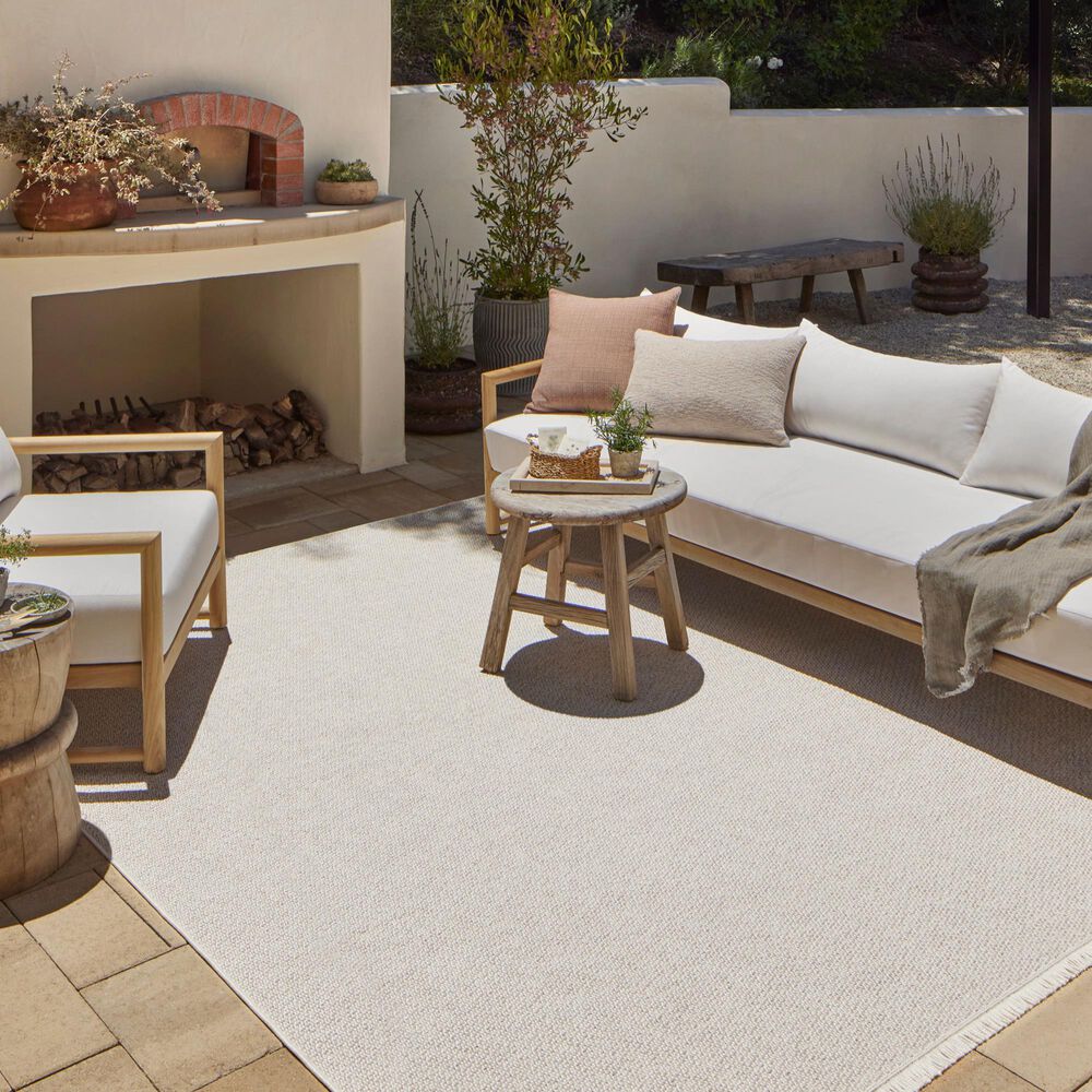 Amber Lewis x Loloi Malibu MAB-01 6&#39;4&quot; x 9&#39;2&quot; Ivory and Dove Indoor/Outdoor Area Rug, , large