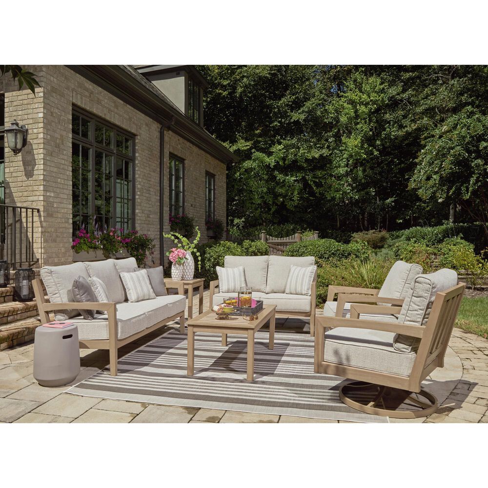 Ashley Hallow Creek Patio Loveseat in Beige, , large