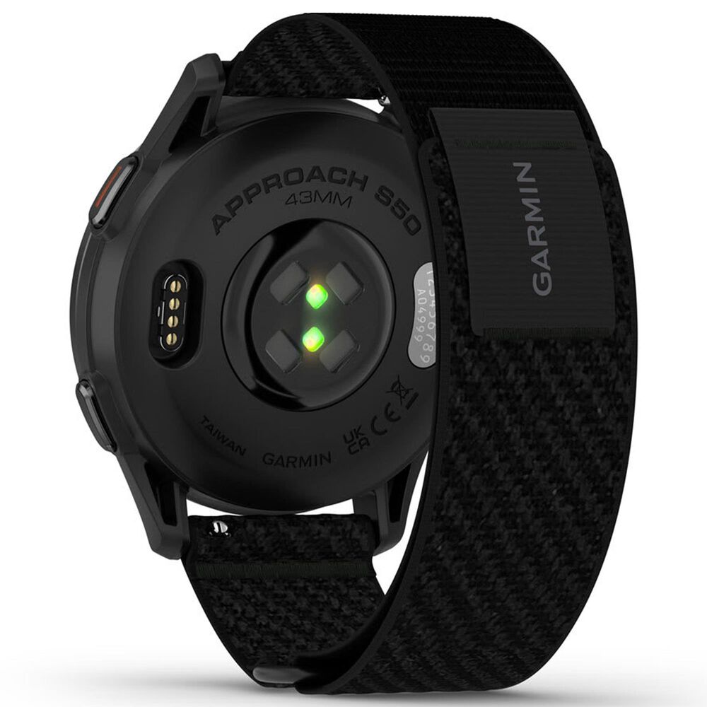 Garmin Approach S50 43mm Golf and Fitness Smartwatch Slate Aluminum Bezel Case with Black Nylon Band, , large
