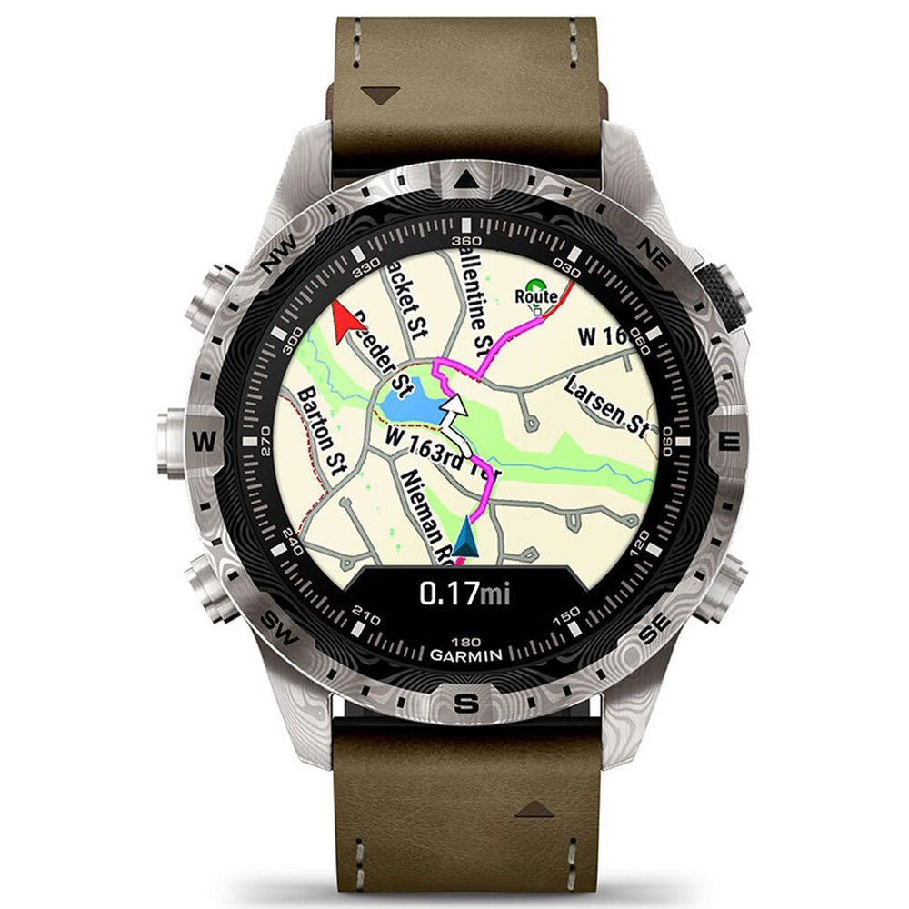 Garmin MARQ Adventurer Edition &#40;Gen 2&#41; Smartwatch 46 mm Damascus Steel Case with Brown Band, , large