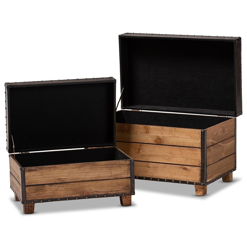 Baxton Studio Marelli 2-Piece Storage Ottoman Set in Dark Brown, , large