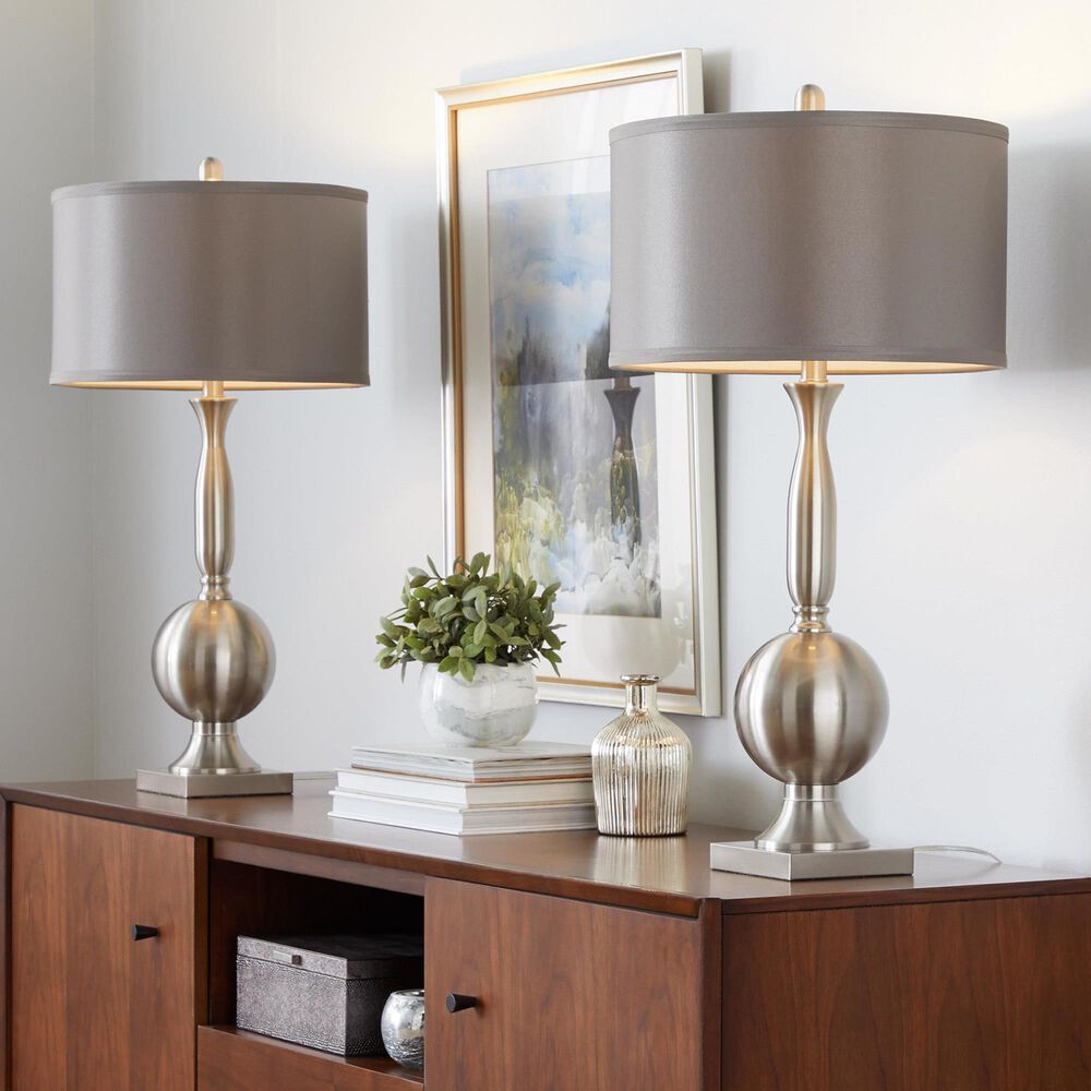 LumiSource Joan Metal Table Lamp in Brushed Nickel (Set of 2), , large