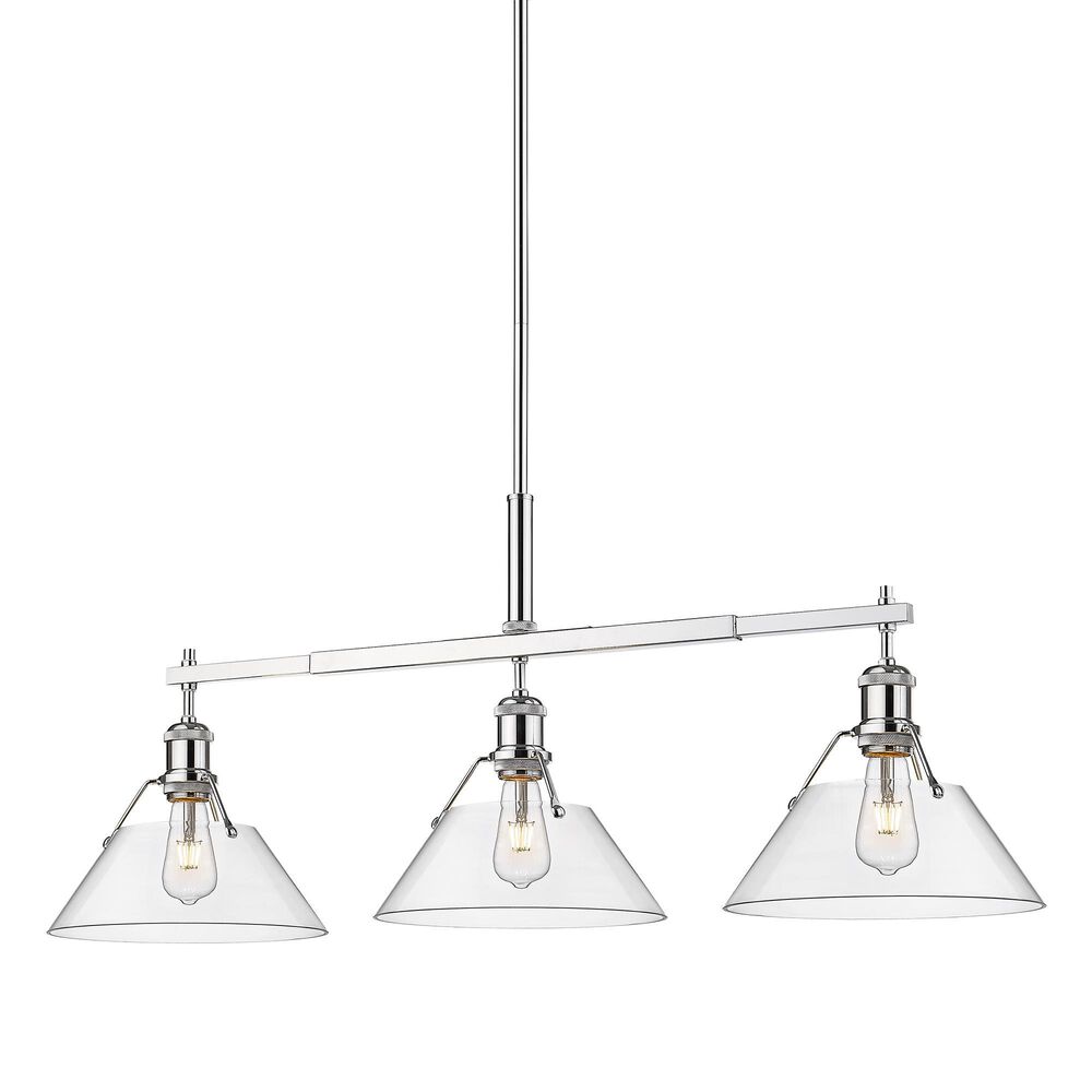 Golden Lighting Orwell 3-Light Linear Pendant with Clear Glass Shade in Chrome, , large