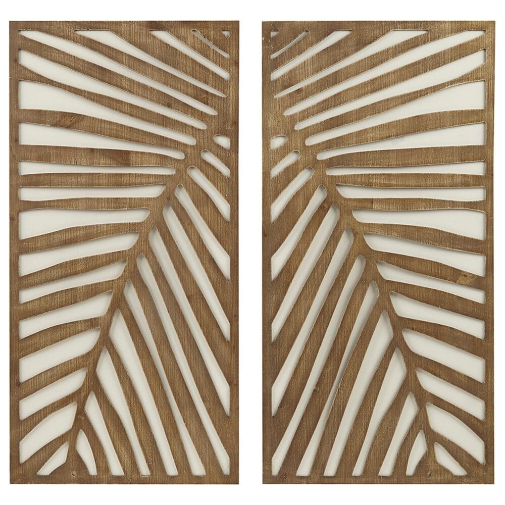 Hearth and Haven 32" x 16" Wood Panel Wall Decor in Dark Brown and White (Set of 2), , large