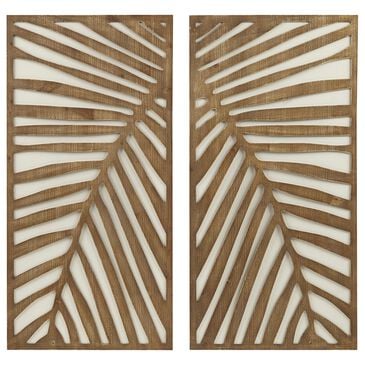 Hearth and Haven 32" x 16" Wood Panel Wall Decor in Dark Brown and White (Set of 2), , large