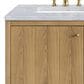 James Martin Vanities Hudson 60" Double Bathroom Vanity in Light Natural Oak with 3 cm Carrara White Marble Top and Rectangular Sinks, , large