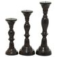 Maple and Jade Decorative Candle Holder in Black and Varnished Brown (Set of 3), , large