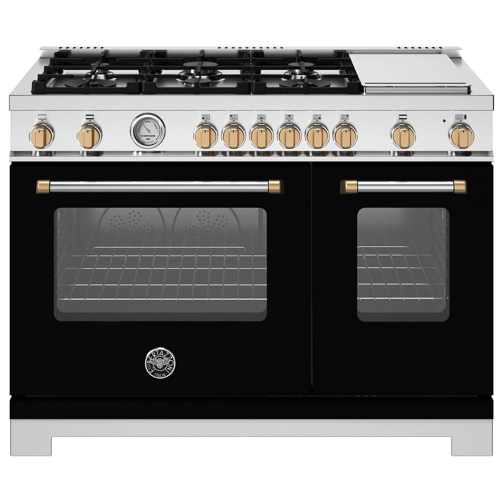 Bertazzoni Master Series 48" Dual Fuel Range in Bianco Matte and Gold, , large