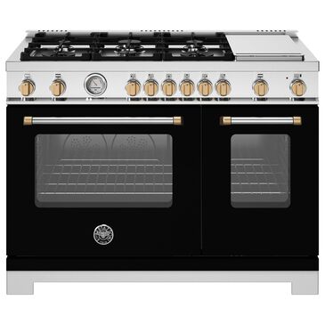 Bertazzoni Master Series 48" Dual Fuel Range in Bianco Matte and Gold, , large