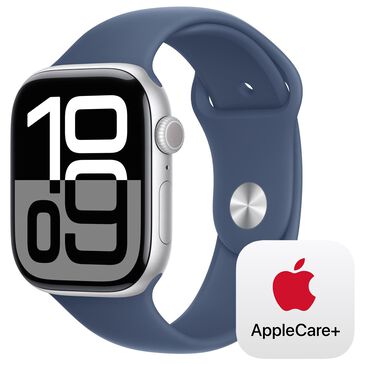 Apple Watch Series 10 GPS 42mm Silver Aluminum Case with Denim Sport Band - S/M, , large