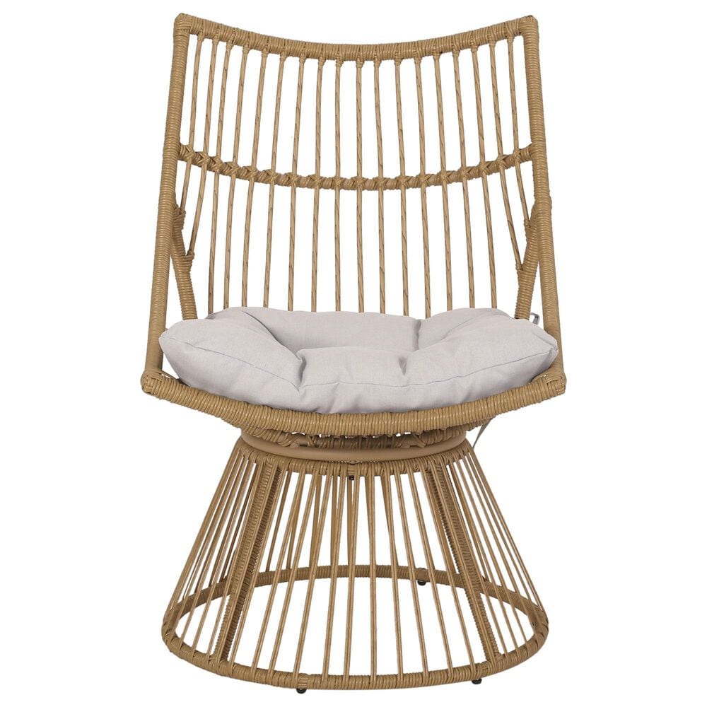 Hearth and Haven Elaine 2-Piece Patio Chat Set with Beige Cushion in Light Brown, , large