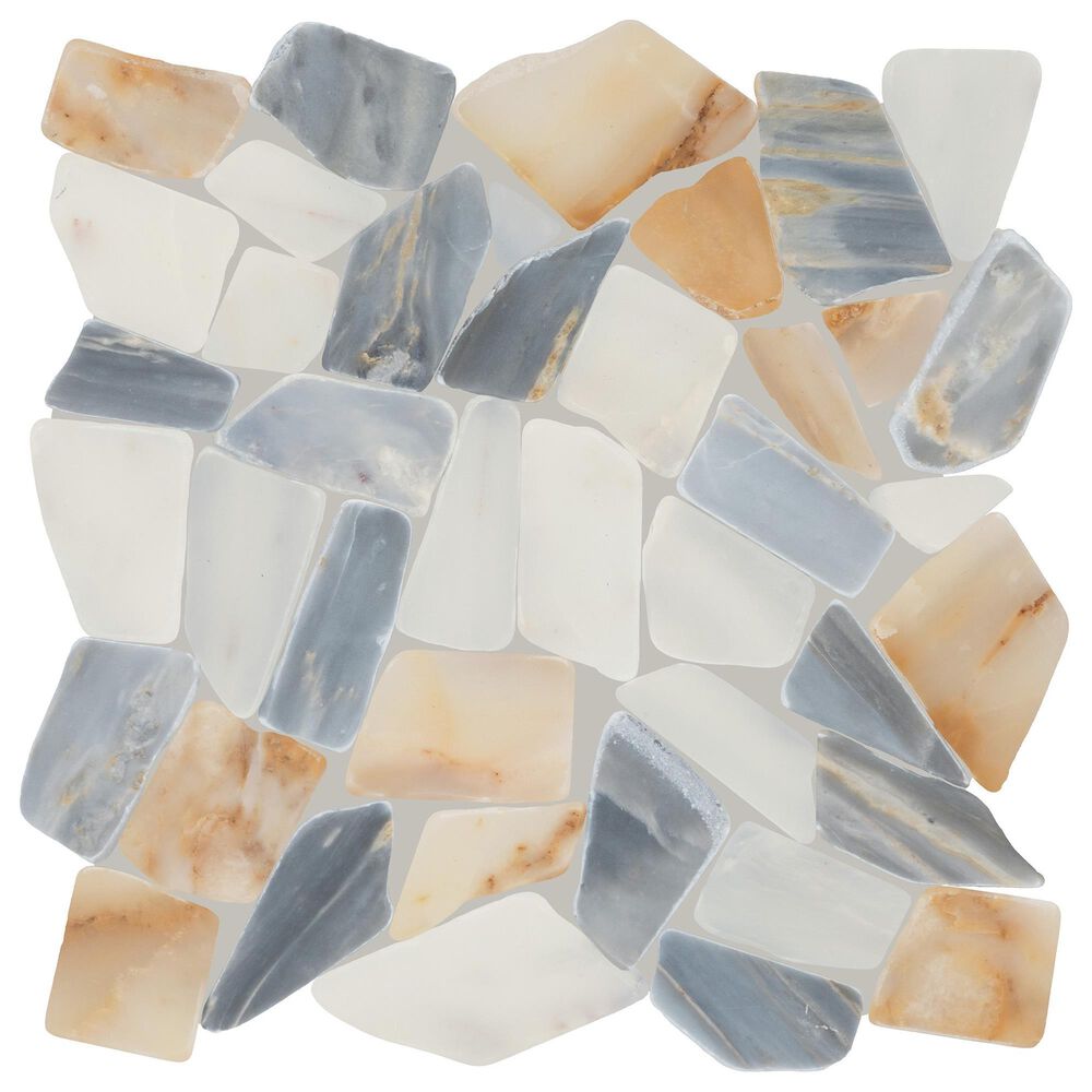Dal-Tile Gamma Azure 13"" X 13"" PEBBLE Natural Stone Mosaic Sheet, , large