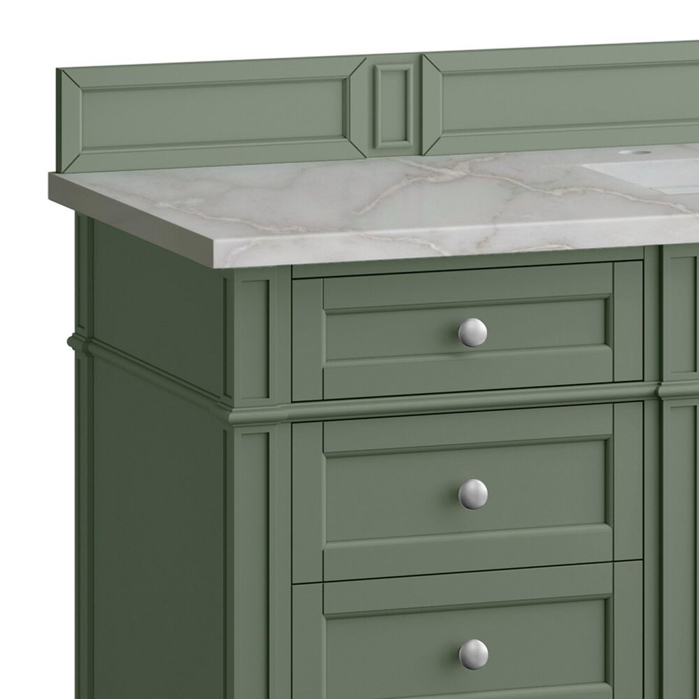 James Martin Vanities Brittany 60" Single Bathroom Vanity in Smokey Celadon with 3 cm Eternal Jasmine Pearl Silestone Top, Rectangular Sink and FreePower Wireless Charger, , large