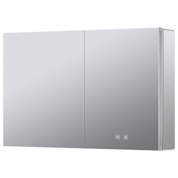 Lexora Home Corsica 40" x 28" LED Mirror Medicine Cabinet with Defogger in Aluminium, , large