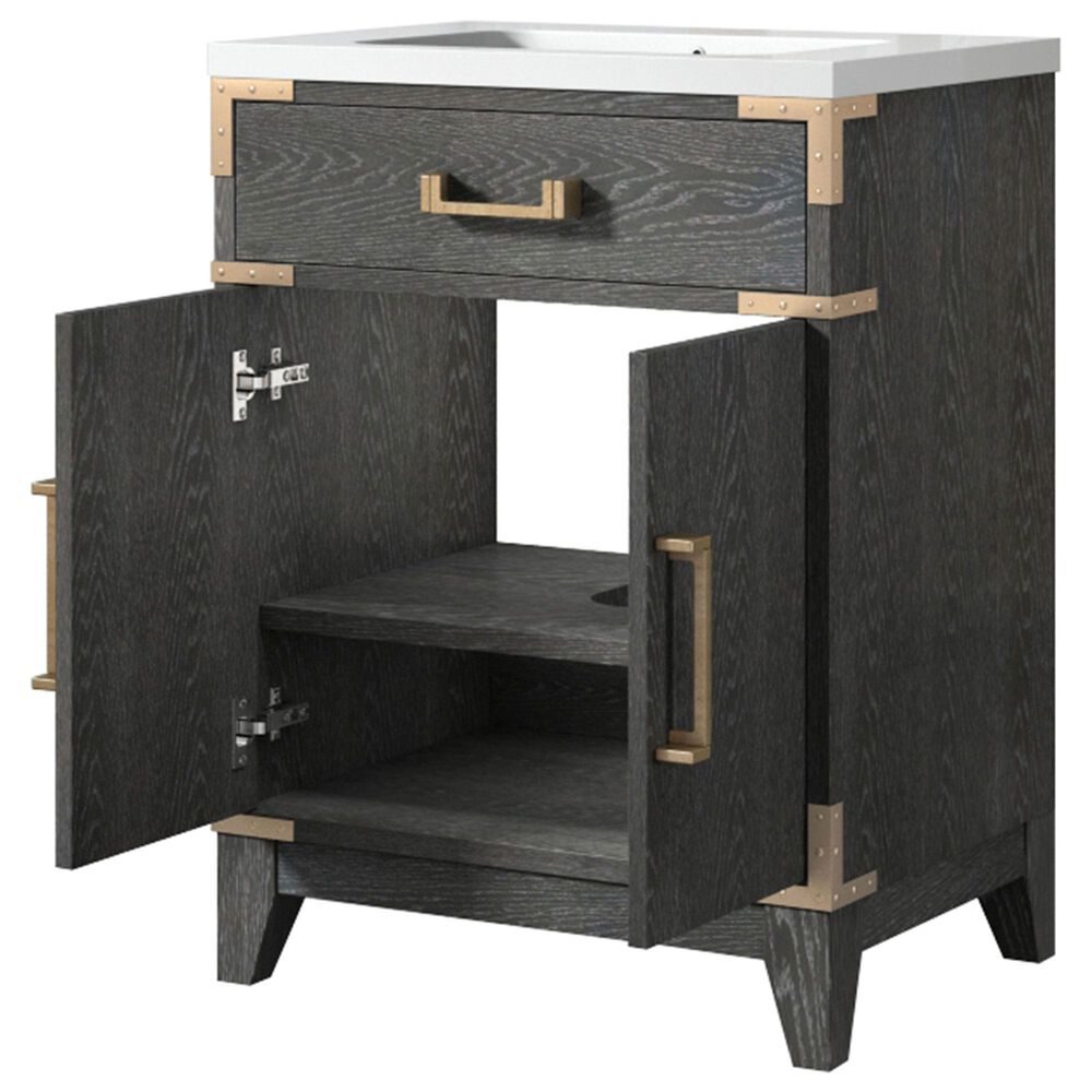 Lexora Home Laurel 24" Single Bathroom Vanity in Black Oak with White Acrylic Top and Rectangular Sink, , large