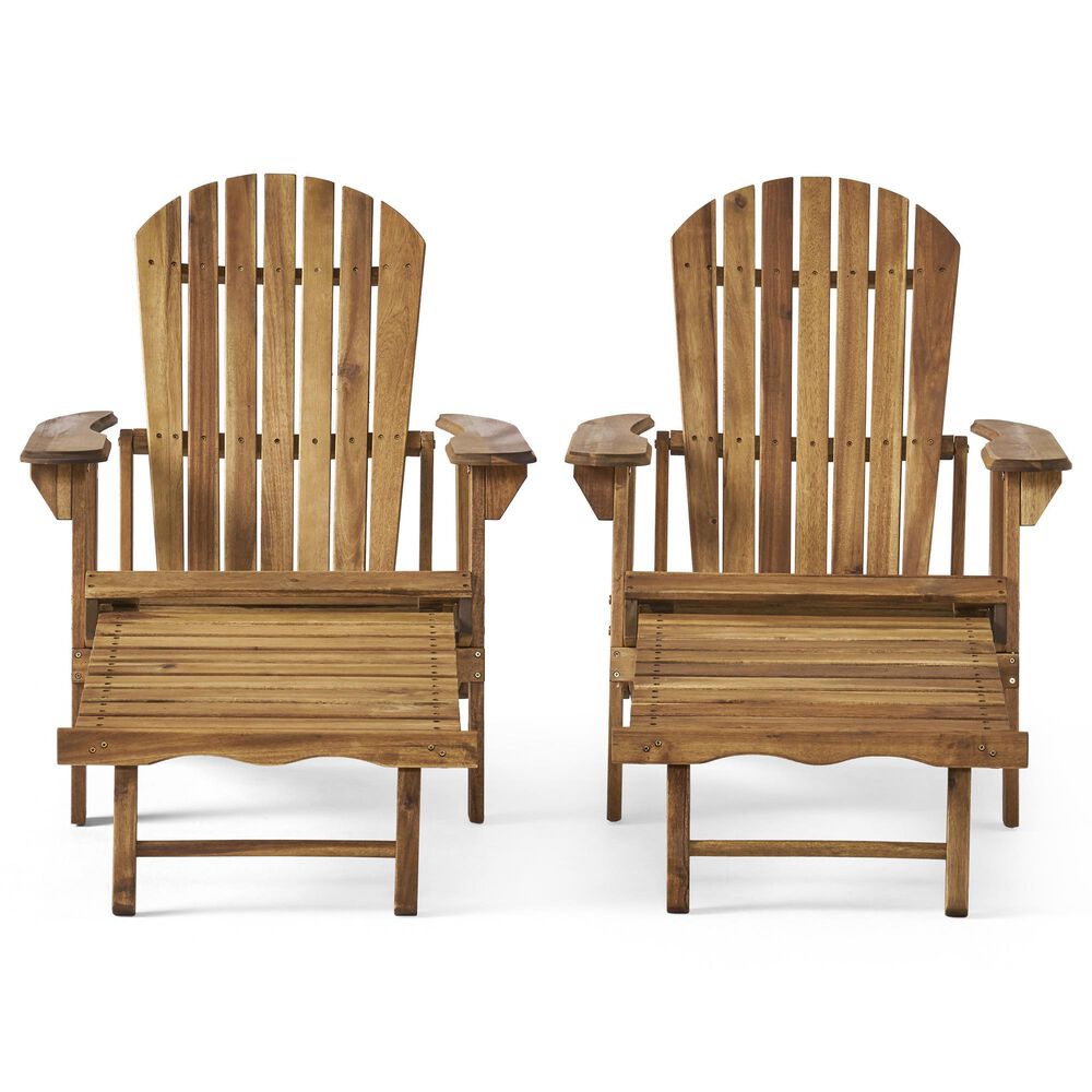 Noble House Hayle Patio Adirondack Chair in Natural Stained &#40;Set of 2&#41;, , large