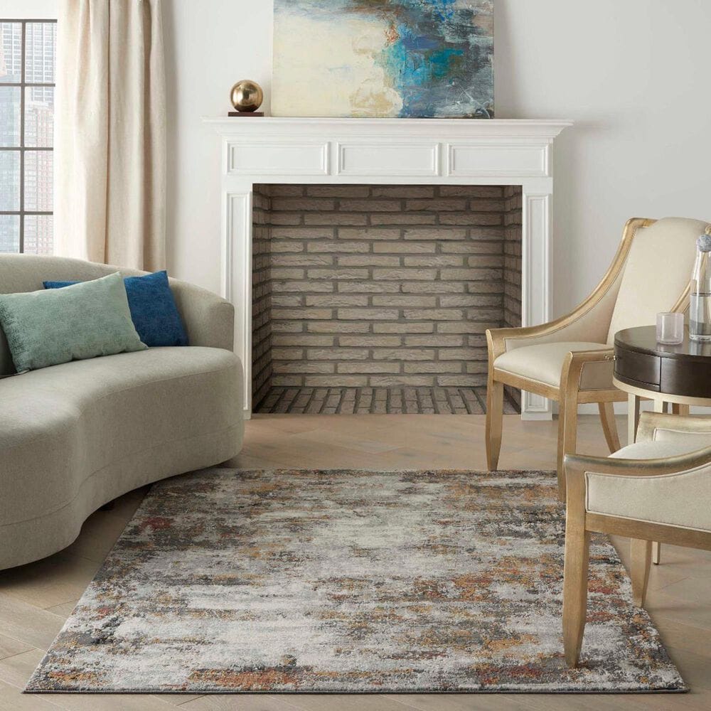 Nourison Tangra TNR03 5&#39;3&quot; x 7&#39;3&quot; Grey and Multicolor Area Rug, , large