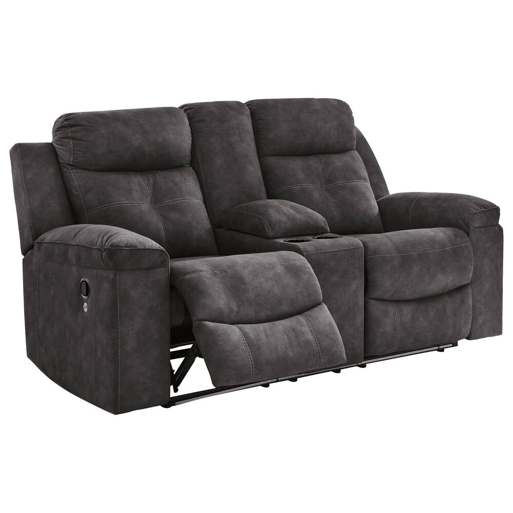 Ashley Brysonview Manual Double Reclining Loveseat with Console in Charcoal, , large