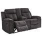 Ashley Brysonview Manual Double Reclining Loveseat with Console in Charcoal, , large