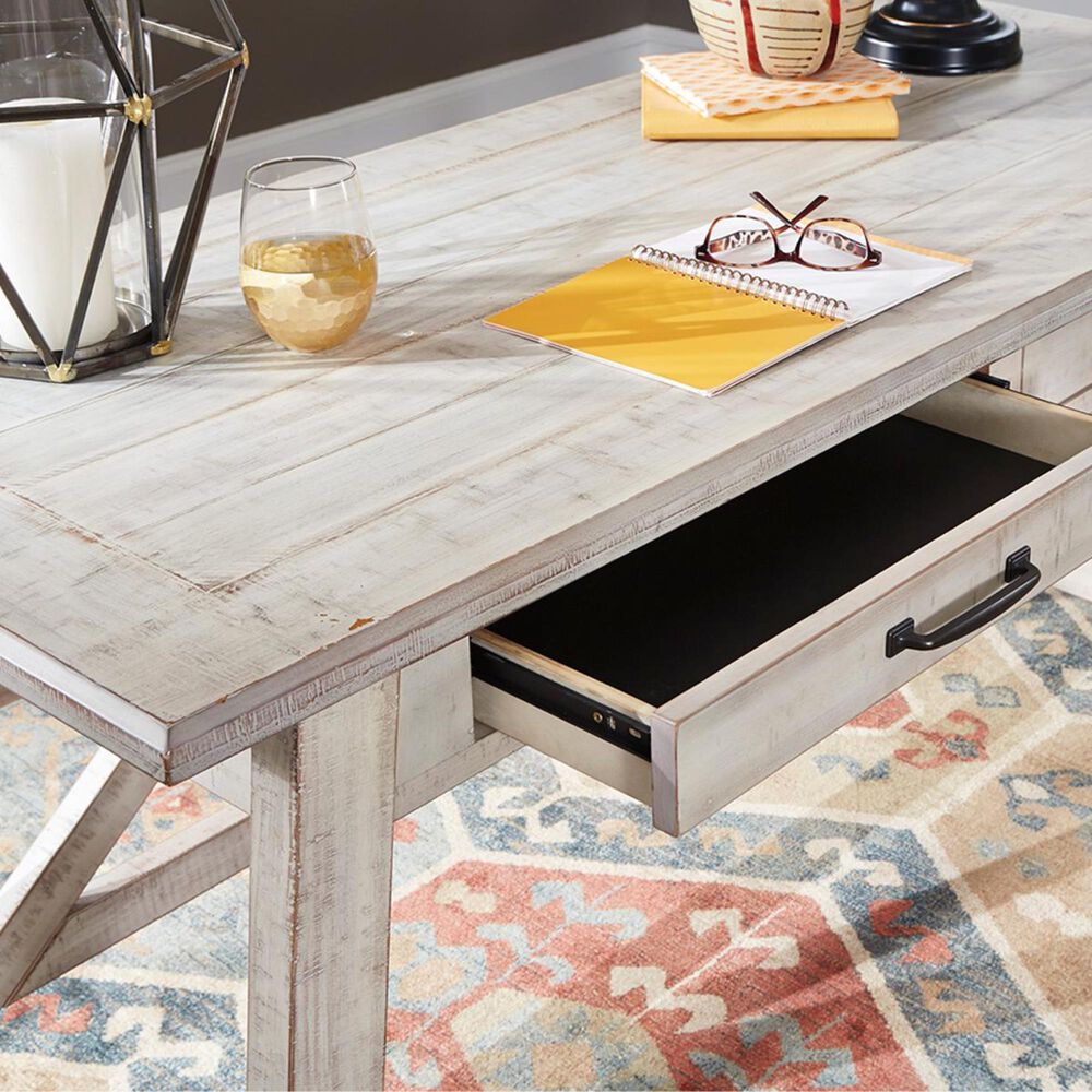 Signature Design by Ashley Carynhurst Large Leg 60&quot; Desk in Whitewash, , large