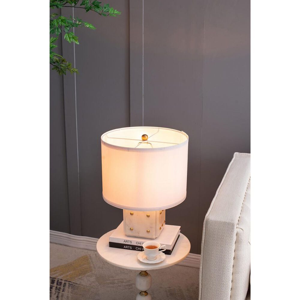 A&amp;B Home Anita Table Lamp with Collapsible Shade in White and Gold, , large