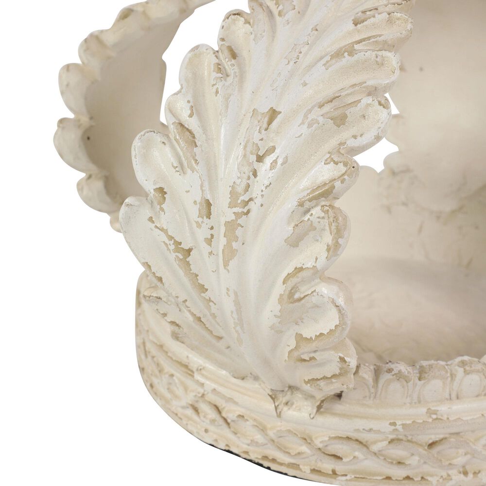Maple and Jade Royal Crown Sculpture in Matte Antique White, , large