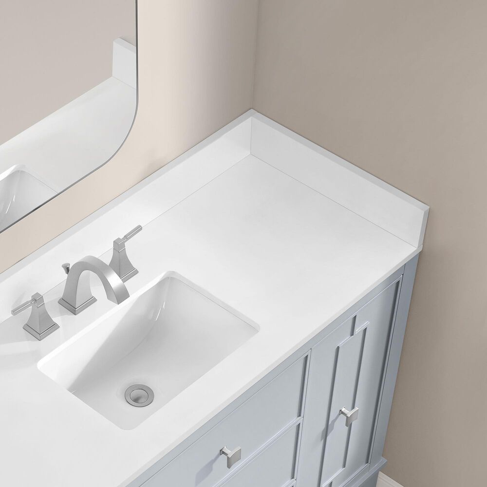37B Kinsale 48" Single Bathroom Vanity Cabinet in Soft Blue with White Composite Stone Top and Backsplash, , large