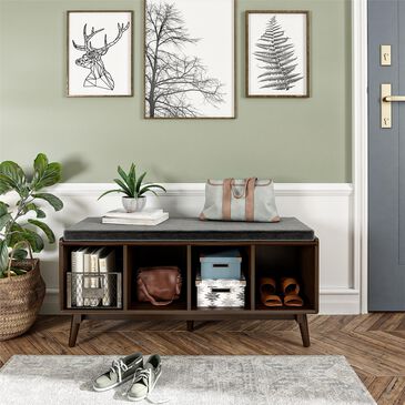 Novogratz Brittany Entryway Bench in Walnut, , large