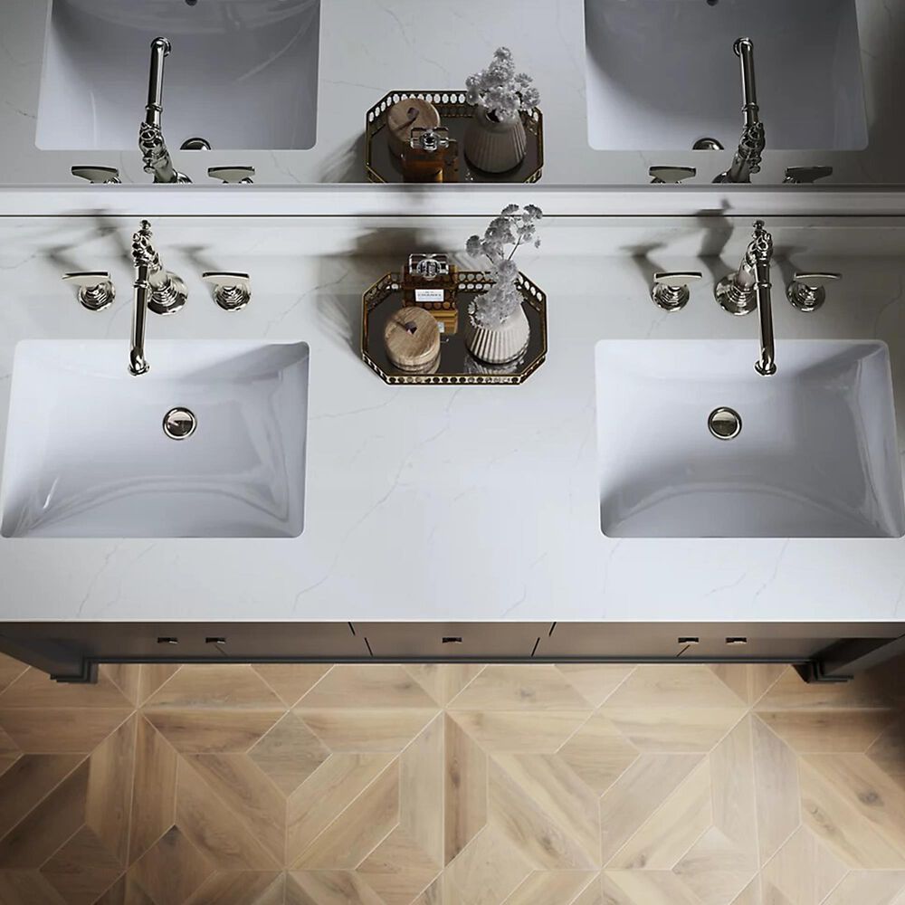 Kohler Alouette 60" Double Bathroom Vanity in Ferrous Grey with 2 cm White Quartz Top and Rectangular Sinks, , large