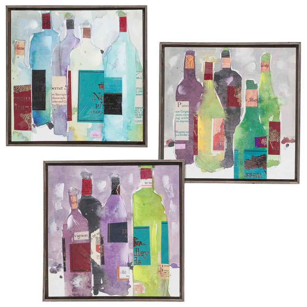 The Gerson Company Assorted Wine Gilcee Wall Art in Multicolor (Set of 3), , large