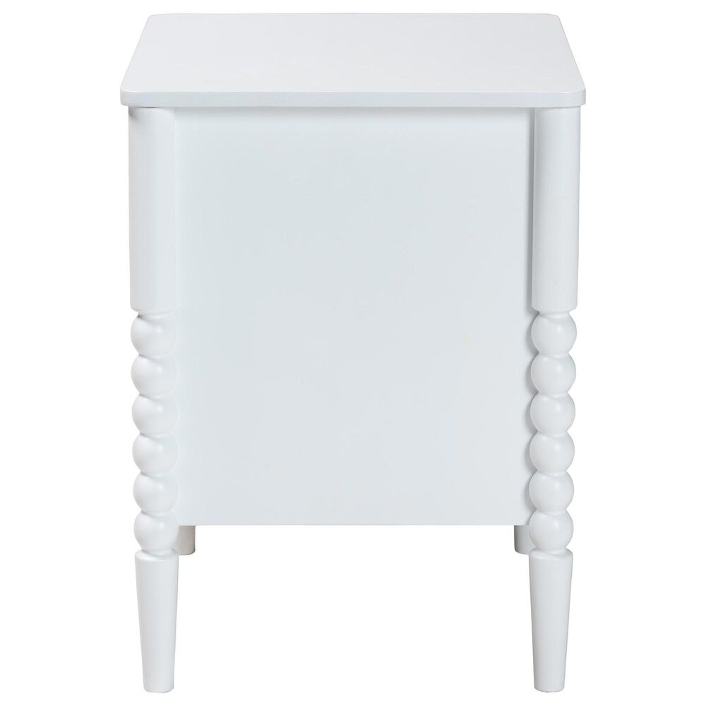 Baxton Studio Lucera 2-Drawer Bobbin Nightstand in White, , large