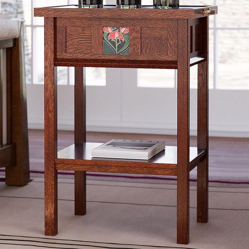 Stickley Furniture Floral Tile Tray Table in Centennial, , large