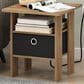 HOMLUX USB and Type-C Port Charging Station End Table with Black Storage Bin in Flagstaff Oak, , large