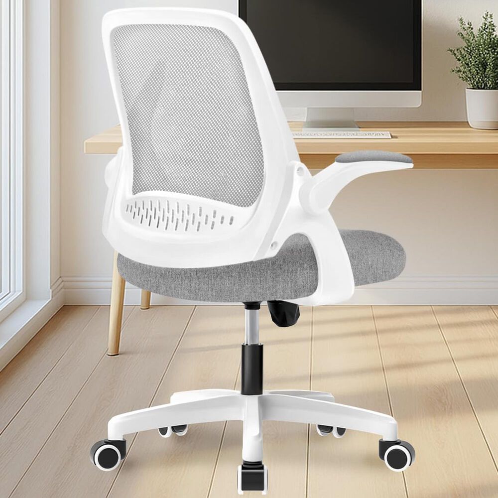 HOMLUX Swivel Ergonomic Office Chair with Flip Up Arms in Gray, , large