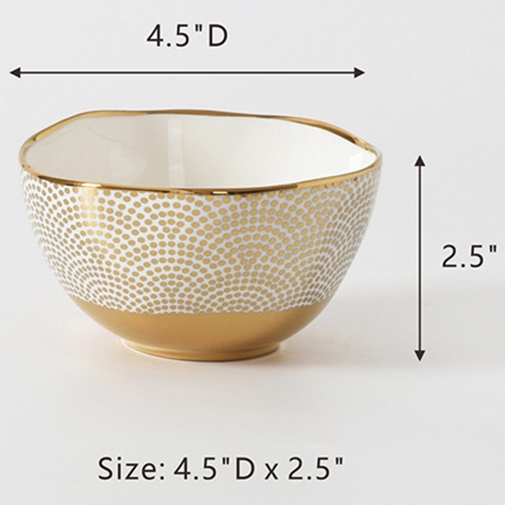 Pampa Bay Sensu 4.5&quot; Snack Bowl in White and Gold, , large