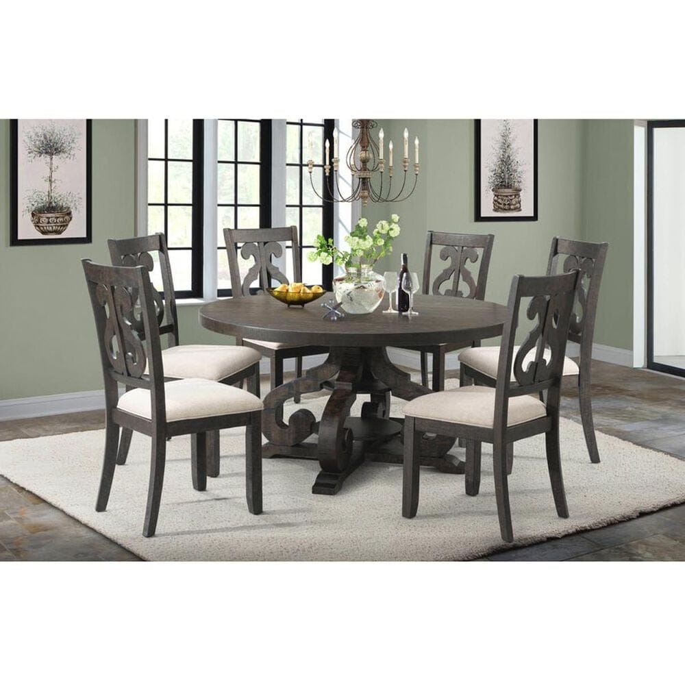 Nineteen37 Stone 60&quot; Round Table in Dark Ash - Table Only, , large