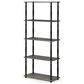 HOMLUX Turn-N-Tube 5-Tier Open Storage Bookshelf in French Oak and Black, , large