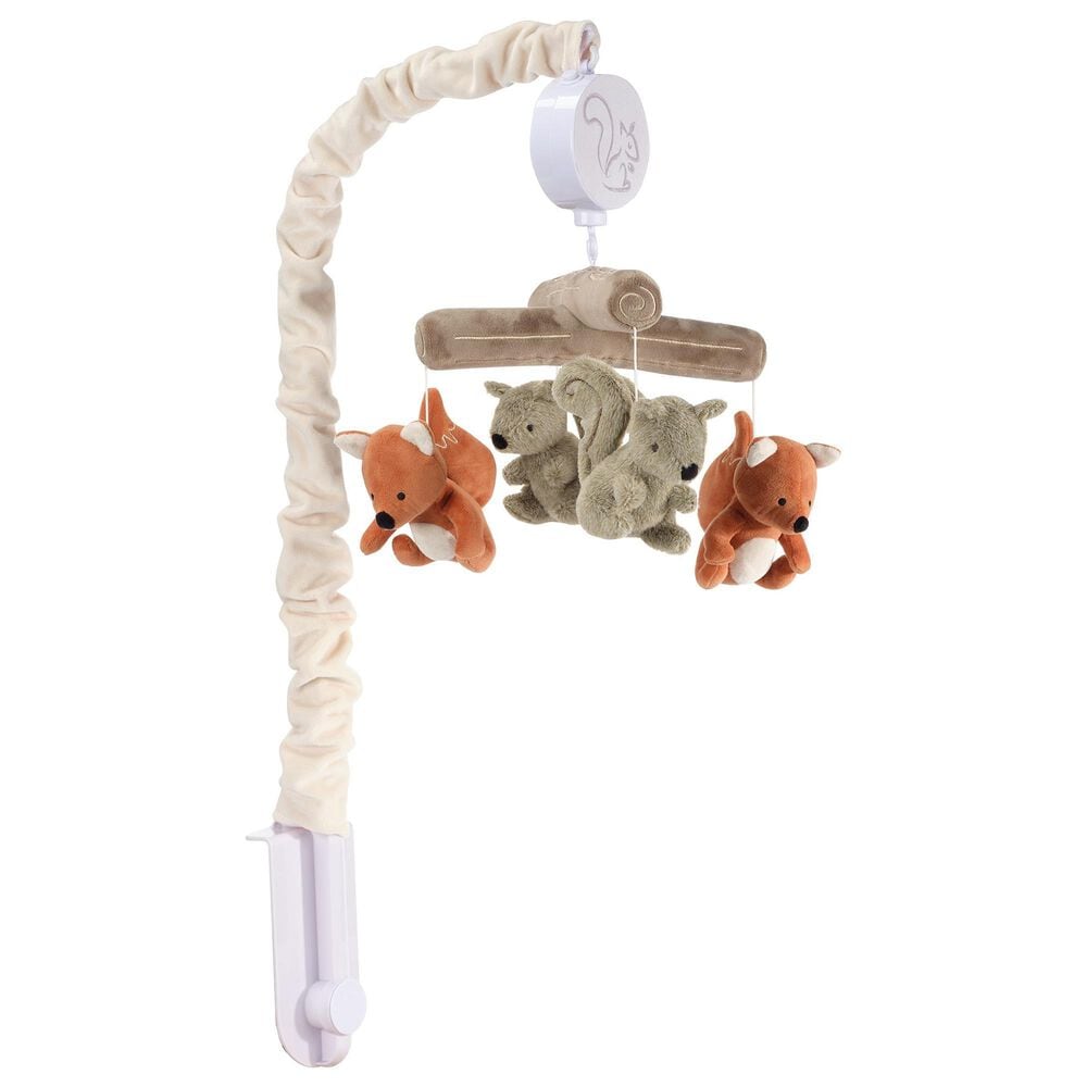 Lambs & Ivy Treetop Fox Musical Baby Crib Mobile in Brown, Gray and Cream, , large