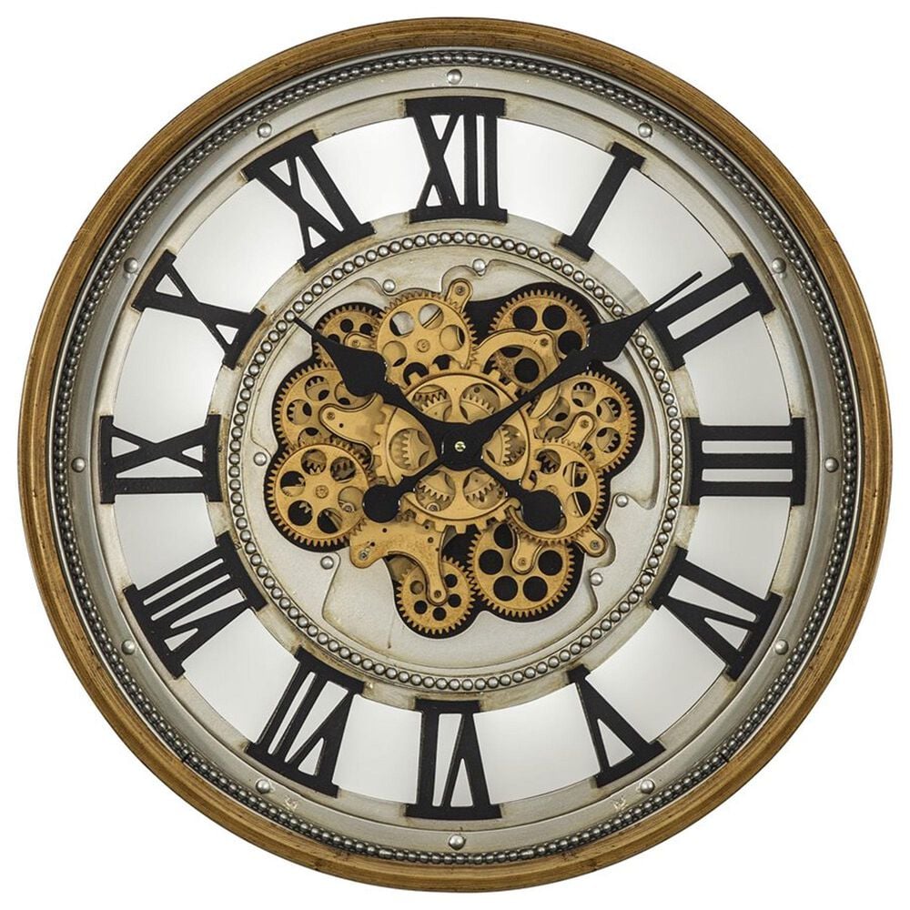 Yosemite Home Decor Gear Wall Clock in Gold, Silver and Black, , large