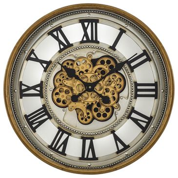 Yosemite Home Decor Gear Wall Clock in Gold, Silver and Black, , large