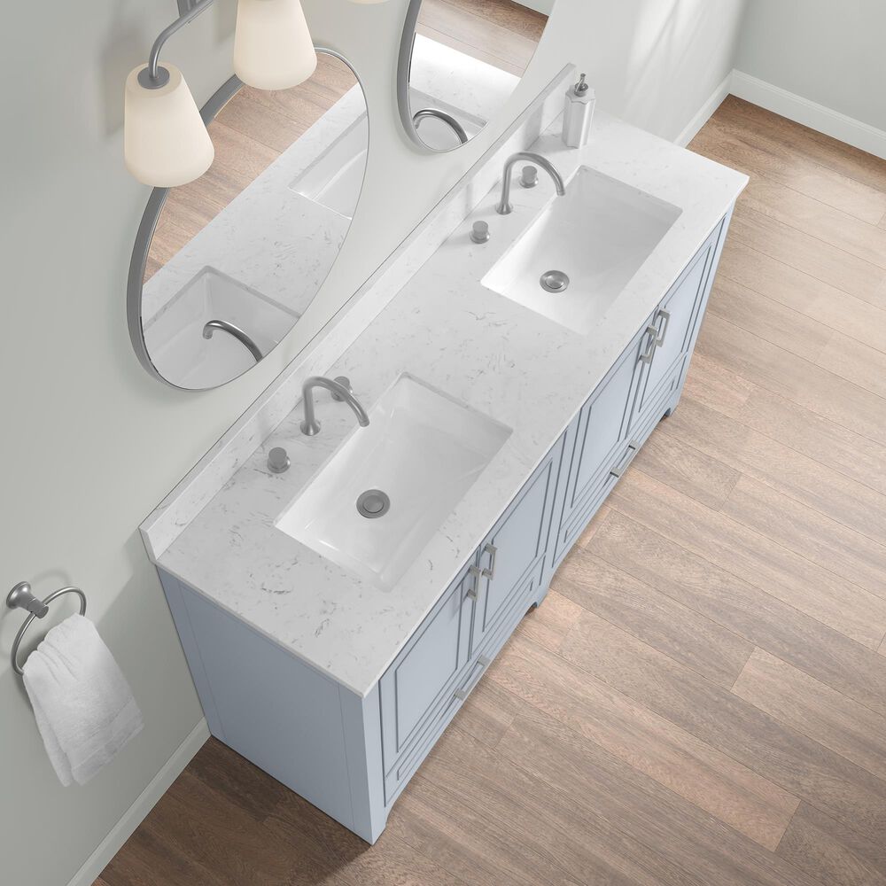 37B Lucerne 60" Double Bathroom Vanity in Soft Blue with Marble Top and Backsplash, , large