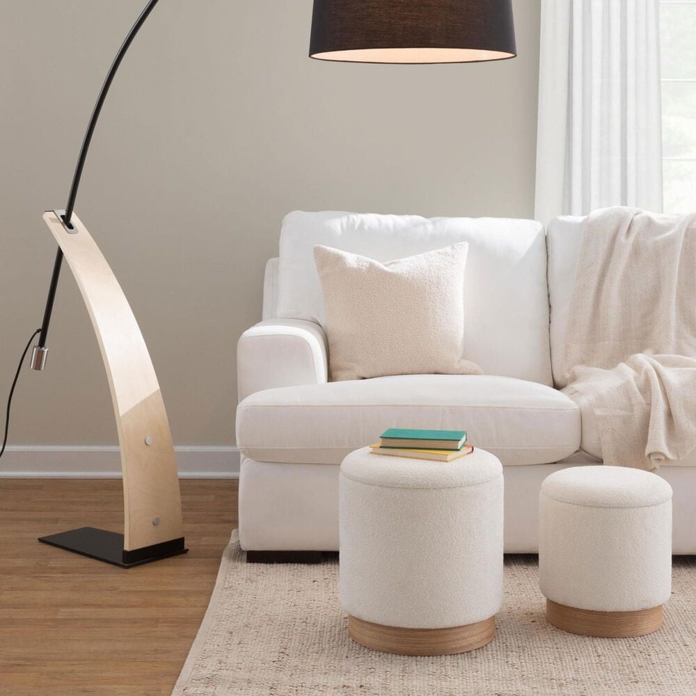 Lumisource Marla 2-Piece 16&quot; Nesting Ottoman Set in Cream, , large