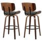 LumiSource Lombardi 30" Swivel Barstool with Black Faux Leather Upholstery in Walnut and Black (Set of 2), , large