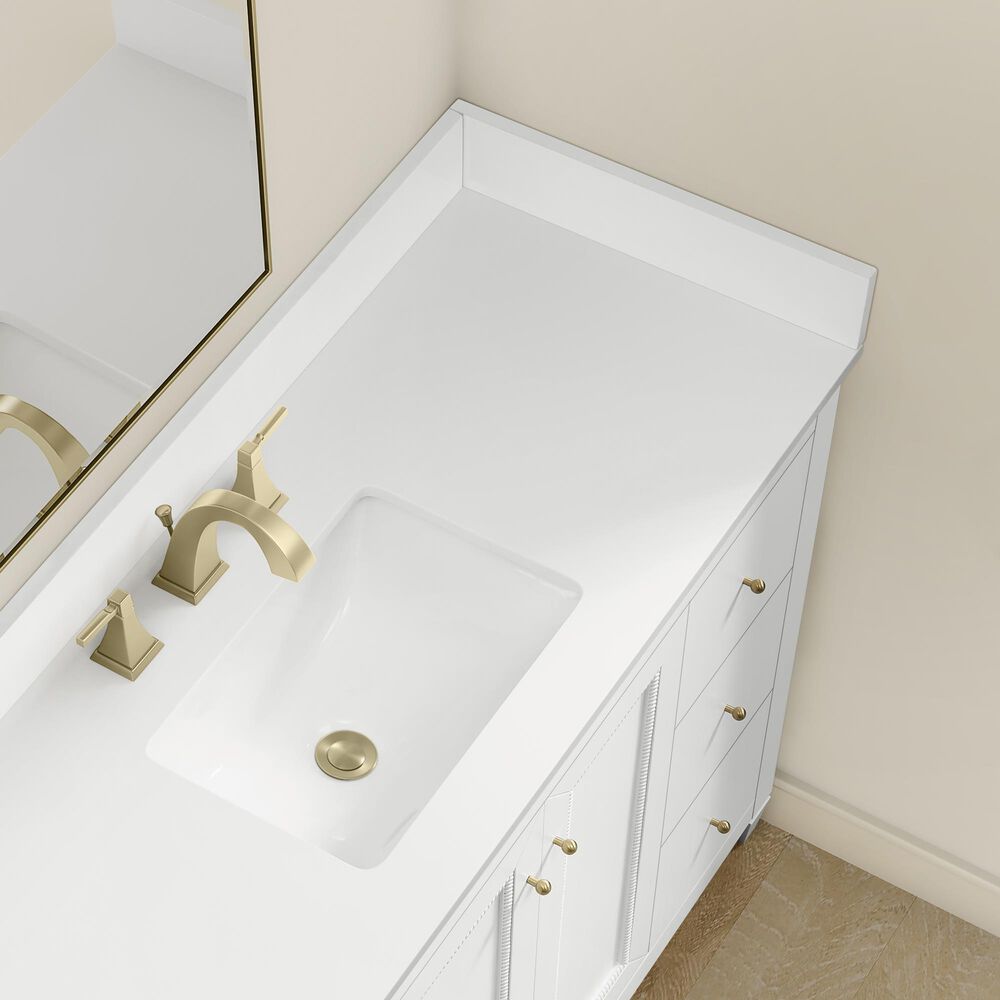 37B Claudine 48" Single Bathroom Vanity in Bright White with Glossy White Composite Stone Top and Backsplash, , large