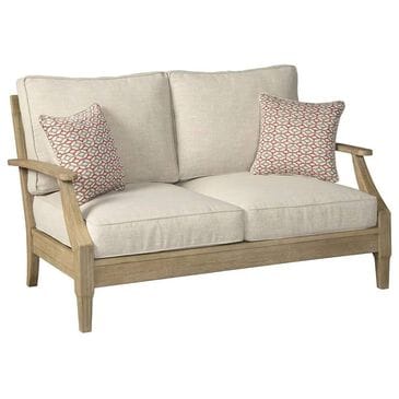 Ashley Clare View Loveseat with Beige Cushion in Antique Teak, , large